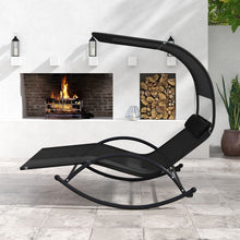 Load image into Gallery viewer, Chaise Longue Double Chaise  Bascule pour 2 Personnes 2 Appui-T锚tes Amovibles Cadre en Mtal Robuste Lit de Repos Ergonomique 2 Places Gris/Noir/Beige -