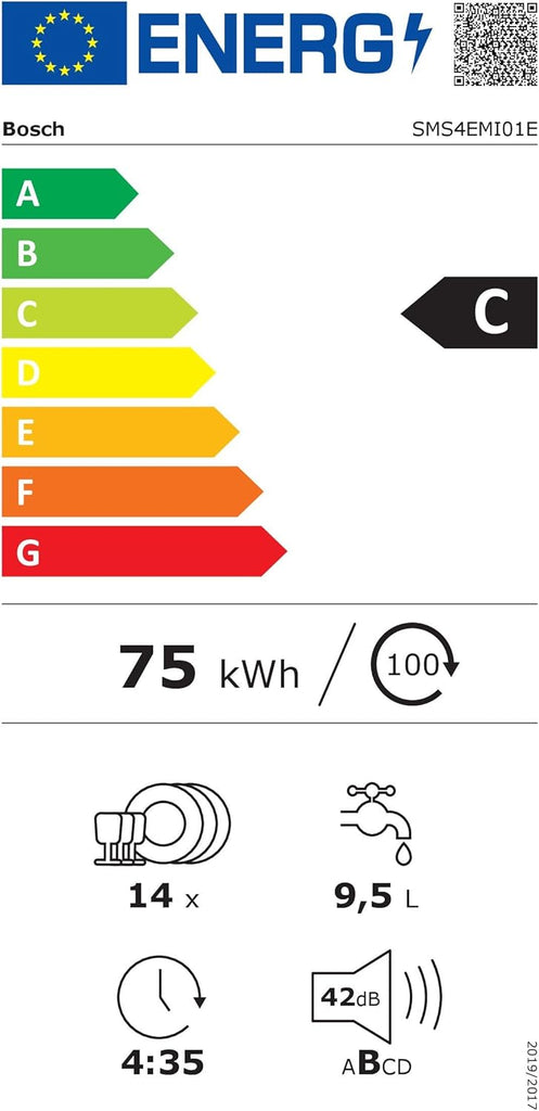 SMS4EMI01E - Srie 4 - Lave-vaisselle Pose-libre - 60 cm - 14 couverts - Silence Plus 42 dB - Inox -