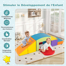 Load image into Gallery viewer, 6 Blocs d’Escalade en Mousse Jeu d’Escalade pour Tout-Petits Jeu d’Activité d’Escalade Coloré Tunnel Escaliers et Rampe pour 12+ Mois Coloré/Bleu/Violet -
