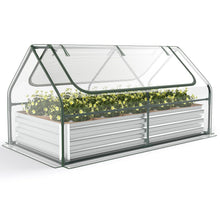 Load image into Gallery viewer, 6FT x 3FT x 3FT Galvanized Bottomless Raised Garden Bed with Greenhouse, Dual 2-Tier Roll-Up Windows, Easy Venting &amp; Watering