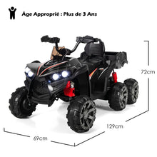 Load image into Gallery viewer, 12V Quad Electrique Enfants avec Lumires LED et Musique Vhicule Electrique Enfants avec Dmarrage Lent Charge 30kg 129 x 69 x 72 cm Noir/Rouge -