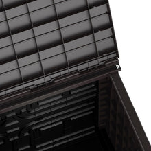 Load image into Gallery viewer, Duramax StoreAway 1200L Plastic Garden Shed/ Flat Lid,Outdoor Storage Shed,Wheelie Bin Hideaways,Wheelie bin box,Durable Construction,Ideal for Bikes,BBQs &amp; 2x 240L Bins,145x85x125 cm,Brown