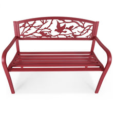 Load image into Gallery viewer, Banc de Jardin en Fer Rsistant de Haute Qualit Style Contemporain 2-3 Places Parfait pour Extrieur 127x60x88cm Rouge -