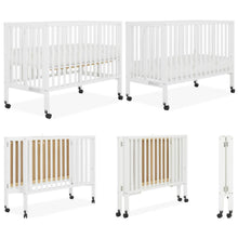 Load image into Gallery viewer, Dream on Me Quinn Full - Size Folding Crib. Removable Wheels. Modern Nursey. Adjustable Mattress Support. Patent Folding System in White
