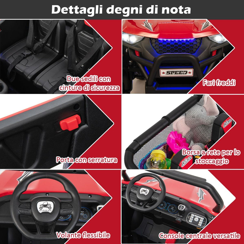 Voiture électrique Enfant 12 V Télécommande pour 3-8 Ans 2 Vitesses Ressort de Suspension Charge 59KG 118x74x71CM Noir/Rose/Rouge -