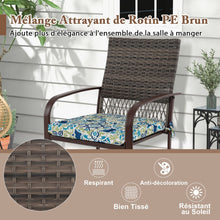 Load image into Gallery viewer, Ensemble de Meubles de Patio 5 Pièces Salon de Jardin 4 Fauteuils en Rotin avec Coussins et Table Carrée avec Trou pour Parasol -