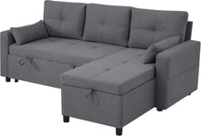 Load image into Gallery viewer, Zubaliya Canapé Convertible en Forme de L,canape lit 2 Places Convertible Gris,canapé 3 Places lit gigogne avec Fonction Couchage,équipé d'un Espace de Rangement
