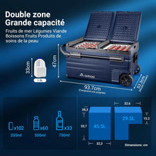 Load image into Gallery viewer, 115L Glaciere Electrique Double Zone,Glaciere a Compression WiFi APP,12 V/24 V et 100-240 V Frigo Camping,-20 à 20 pour Voiture,Camion,Bateau,Camping,Car,Caravanes,Voyageant,Maison