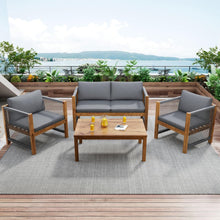 Load image into Gallery viewer, Salon de Jardin,Salon de Jardin 4 Personnes,avec canapé,Table Basse et Coussins,Housse en Tissu déhoussable et Lavable,Noir (Coussins d'assise Inclus)