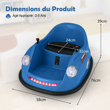 Load image into Gallery viewer, Auto-tamponneuse Electrique 12V pour Enfants Alimentée par Batterie Télécommande Lumières LED Musique pour les 2-5 Ans Rose/Rouge/Bleu -
