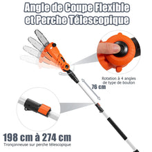 Load image into Gallery viewer, lagueuse Tlescopique sur Perche sans Fil 198 -274 cm Coupe Branche avec Batterie 20V et Chargeur Orange -