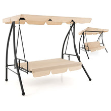 Load image into Gallery viewer, Balancelle d'Extrieur Convertible 2 Places avec Lit Plat Hamac de Terrasse avec Auvent Rglable et Coussin Amovible Pour Jardin -