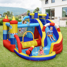 Load image into Gallery viewer, Château Gonflable Style Bateau avec Toboggan Incurvé Zone de Saut Mur d'Escalade avec Gonfleur 450 W -
