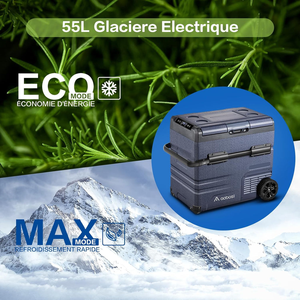 115L Glaciere Electrique Double Zone,Glaciere a Compression WiFi APP,12 V/24 V et 100-240 V Frigo Camping,-20 à 20 pour Voiture,Camion,Bateau,Camping,Car,Caravanes,Voyageant,Maison