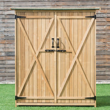 Load image into Gallery viewer, Abri de Jardin en Bois Cabane de Jardin Extrieur Double Portes avec Loquet Toit Inclin en Asphalte Cabanon Jardin Extrieur 140 x 50 x 162 cm Naturel -