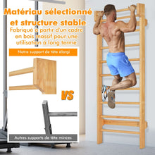 Load image into Gallery viewer, Espalier Mural Espalier de Gymnastique Capacité 150 kg Diamètre Barre 3,3 cm en Bois de Pin 195x80x14cm Naturel -