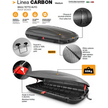 Load image into Gallery viewer, Baule tetto auto in polipropilene Linea Carbon - h37,5x169x79 cm -