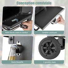 Load image into Gallery viewer, Barbecue à Charbon de Bois Portable avec 2 Tables d'Appoint Noir -