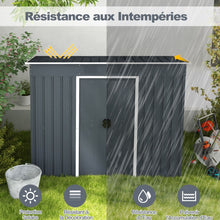 Load image into Gallery viewer, Abri de Jardin Métal 2,4 ㎡ Toit Monopente Cabane de Jardin 2 Portes Coulissantes Verrouillables Fondation 2 Trous d'Aération Gris -