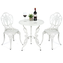 Load image into Gallery viewer, Ensemble Table et 2 Chaises pour Jardin en Aluminium en Forme de Rose Blanc Résistant aux Intempéries -