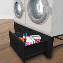 Load image into Gallery viewer, Vonia Rehausseur Double pour Lave-Linge et Sèche-Linge – Avec Tiroir – Support Machine à Laver Robuste – Noir