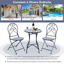 Load image into Gallery viewer, Ensemble Table et 2 Chaises Pliantes de Bistrot 2 Personnes Design Carreaux de Mosaïque Collés sur du Ciment pour Terrasse -