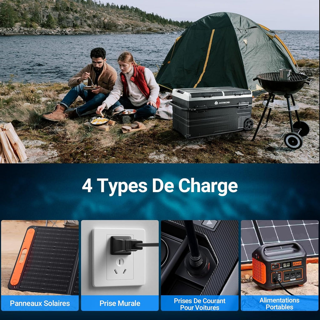 115L Glaciere Electrique Double Zone,Glaciere a Compression WiFi APP,12 V/24 V et 100-240 V Frigo Camping,-20 à 20 pour Voiture,Camion,Bateau,Camping,Car,Caravanes,Voyageant,Maison