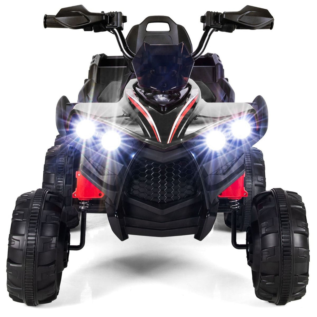 12V Quad Electrique Enfants avec Lumires LED et Musique Vhicule Electrique Enfants avec Dmarrage Lent Charge 30kg 129 x 69 x 72 cm Noir/Rouge -