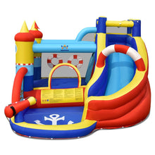 Load image into Gallery viewer, Ch芒teau Gonflable Style Bateau avec Toboggan Incurv Zone de Saut Mur d'Escalade avec Gonfleur 450 W -