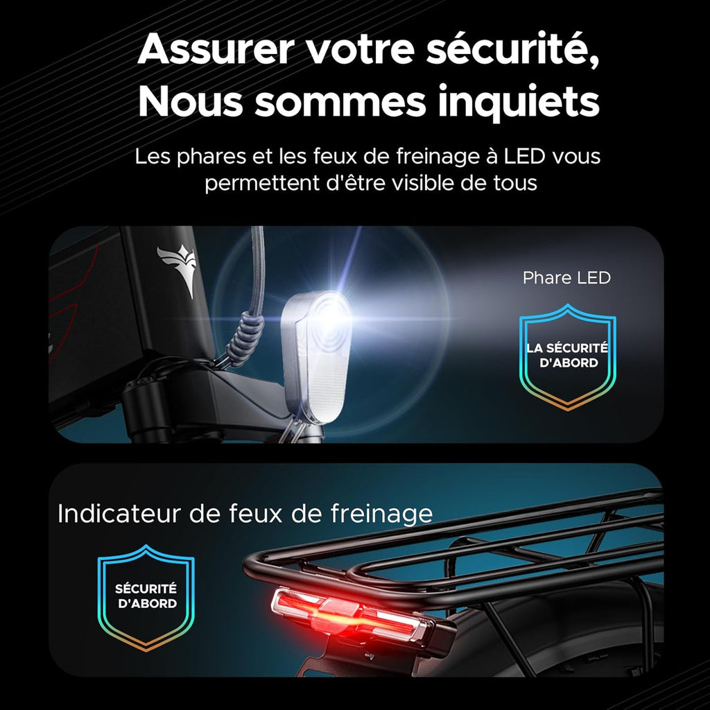 EP-2 Pro Vélo électrique Pliable 20 × 4.0 Fat Bike Electrique 7 Vitesses avec Batterie Amovible 48V 13Ah Autonomie 120km Tout-Terrain & VTT & Plage & Neige -