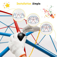 Load image into Gallery viewer, Dôme d'Escalade de 305cm avec Balançoire Cage d'Escalade en Métal Charge Max 363 kg Intérieur Extérieur pour Enfants de 3-10 Ans Jaune/Rouge -