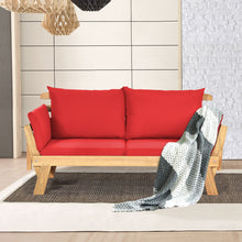 Load image into Gallery viewer, Chaise Longue Convertible avec Coussin Canapé de Jardin 2 en 1 en Bois d’Acacia avec Accoudoir Réglable pour Patio Piscine Jardin Blanc/Gris/Bleu/Rouge -