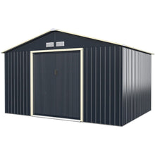 Load image into Gallery viewer, Abri de Jardin en Mtal 8,67 銕340 x 255 x 210 cm avec 2 Portes Coulissantes Verrouillables 4 Trous d橝ration Gris pour Vlo -