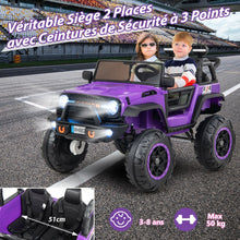Load image into Gallery viewer, Voiture lectrique 24v pour Enfants 2 Places Tlcommande Musique Histoire Klaxon Usb Fonction de Dmarrage Lent Suspensions  Ressort Blanc/Noir/Rose/Violet -