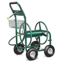 Load image into Gallery viewer, Dévidoir de Tuyau d’Arrosage avec 4 Roulettes Chariot pour 1.7m de Tuyau d’Arrosage Panier,95x62x113cm,Vert -