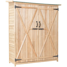 Load image into Gallery viewer, Abri de Jardin en Bois Cabane de Jardin Extrieur Double Portes avec Loquet Toit Inclin en Asphalte Cabanon Jardin Extrieur 140 x 50 x 162 cm Naturel -