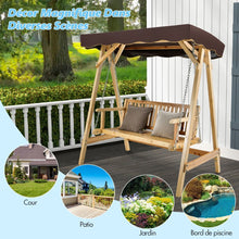 Load image into Gallery viewer, Balancelle de Jardin 2 Places en Bois avec Toit Inclinable Imperméable Chaîne Métallique Réglable Charge 240KG Cadre en A pour Jardin Véranda Cour -