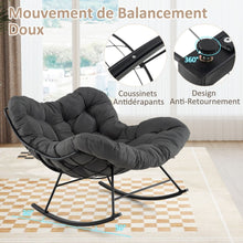 Load image into Gallery viewer, Chaise  Bascule d'Intrieur et d'Extrieur Chaise Papasan Surdimensionne avec Coussin Rembourr &amp; Cadre en Mtal Capacit 205 Kg Gris -
