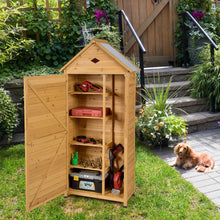 Load image into Gallery viewer, Abri de Jardin Extérieur à 5 Etagères Cabane Verrouillable en Bois de Sapin Toit en Tôle Galvanisée -