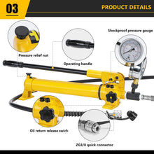 Load image into Gallery viewer, CGOLDENWALL CP-700 Pompe Hydraulique Manuelle avec Tuyau de 1 8m Haute Pression 700kg/cm² Contenu en Huile 900cc pour Utilisation avec Variété d'Outils Hydrauliques