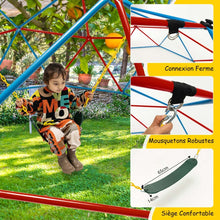 Load image into Gallery viewer, Dôme d'Escalade de 305cm avec Balançoire Cage d'Escalade en Métal Charge Max 363 kg Intérieur Extérieur pour Enfants de 3-10 Ans Jaune/Rouge -