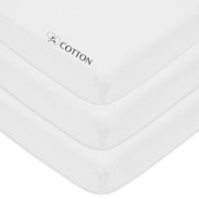 Load image into Gallery viewer, American Baby Company 3 Pack 100% Natural Cotton Value Jersey Knit Fitted Portable/Mini-Crib Sheet, White, 24" x 38" x 5", Soft Breathable, for Boys