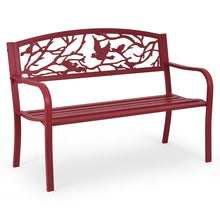 Load image into Gallery viewer, Banc de Jardin en Fer Résistant de Haute Qualité Style Contemporain 2-3 Places Parfait pour Extérieur 127x60x88cm Rouge -