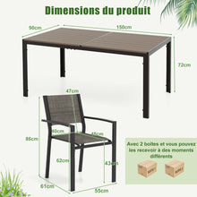 Load image into Gallery viewer, Ensemble de Meubles de Patio 7 Pices pour 6 Personnes Salon de Jardin avec 6 Chaises Empilables et Table Rectangulaire Gris -