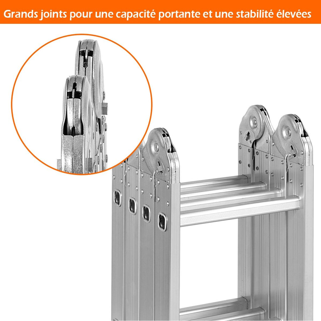 chelle Polyvalente 5 en 1 avec 2 Montants 4 Plis 15 Echelons Pliable et Multifonction Capacit 150kg en Aluminium -
