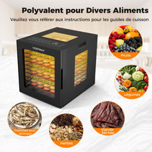 Load image into Gallery viewer, Dshydrateur Alimentaire Schoir  10 Plateaux en Acier Inoxydable avec 10 Programmes Prrgls Minuterie de 48H&amp;Temprature de 30-75鈩Noir -
