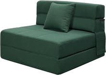 Load image into Gallery viewer, ANONER Canapé de Sol Convertible Canapé Convertible 1 Place, Canape Lit 1 Place en Mousse à Mémoire de Forme &amp; Oreiller, Matelas Pliant Sofa pour Chambre Salon, Vert Foncé