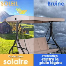 Load image into Gallery viewer, Balancelle d'Extérieur Convertible Jardin Porche Avec Sièges à Coussins Auvent Réglable et Cadre en Métal Enduit Hamac 3 Places Beige -
