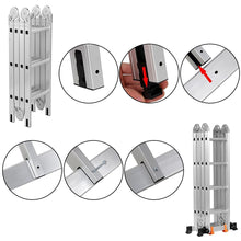 Load image into Gallery viewer, chelle Polyvalente 5 en 1 avec 2 Montants 4 Plis 15 Echelons Pliable et Multifonction Capacit 150kg en Aluminium -