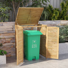 Load image into Gallery viewer, Abri  Poubelle en Bois de 120 L Abri pour Outils d'Extrieur avec Couvercle Ouvrable Doubles Portes Loquet de Verrouillage Naturel -